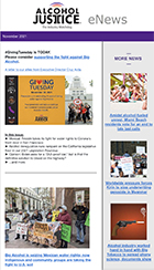 The cover of the November 2021 eNews featuring a #GivingTuesday plea and the victory by Mexicali Resiste