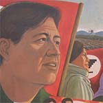 a mural showing the fight for justice among California farm workers